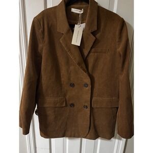 COMMENTES Brown Corduroy Double Breasted Blazer Jacket Women's Size Medium